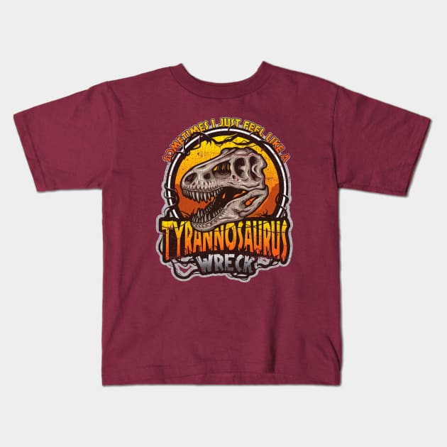 Tyrannosaurus Wreck Kids T-Shirt by KennefRiggles